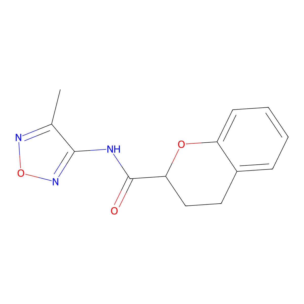 N-(4-methyl-1,2,5-oxadiazol-3-yl)-3,4-dihydro-2H-1-benzopyran-2-carboxamide molecular structure, CAS 2324643-36-7