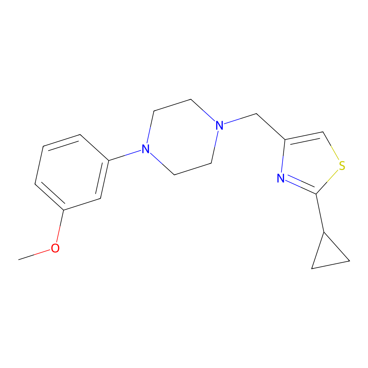1-[(2-Cyclopropyl-1,3-thiazol-4-yl)methyl]-4-(3-methoxyphenyl)piperazine molecular structure, CAS 2324645-01-2