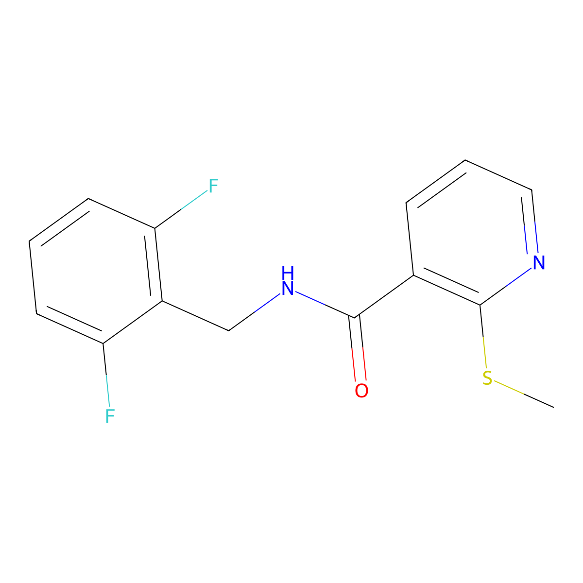 N-[(2,6-difluorophenyl)methyl]-2-(methylsulfanyl)pyridine-3-carboxamide molecular structure, CAS 2324646-01-5