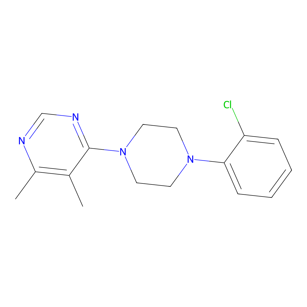 4-[4-(2-Chlorophenyl)piperazin-1-yl]-5,6-dimethylpyrimidine molecular structure, CAS 2324658-45-7
