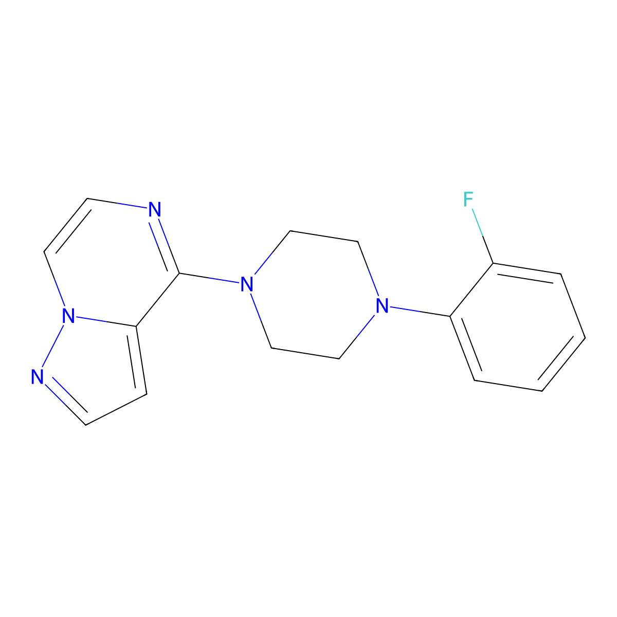 1-(2-Fluorophenyl)-4-{pyrazolo[1,5-a]pyrazin-4-yl}piperazine molecular structure, CAS 2324665-91-8