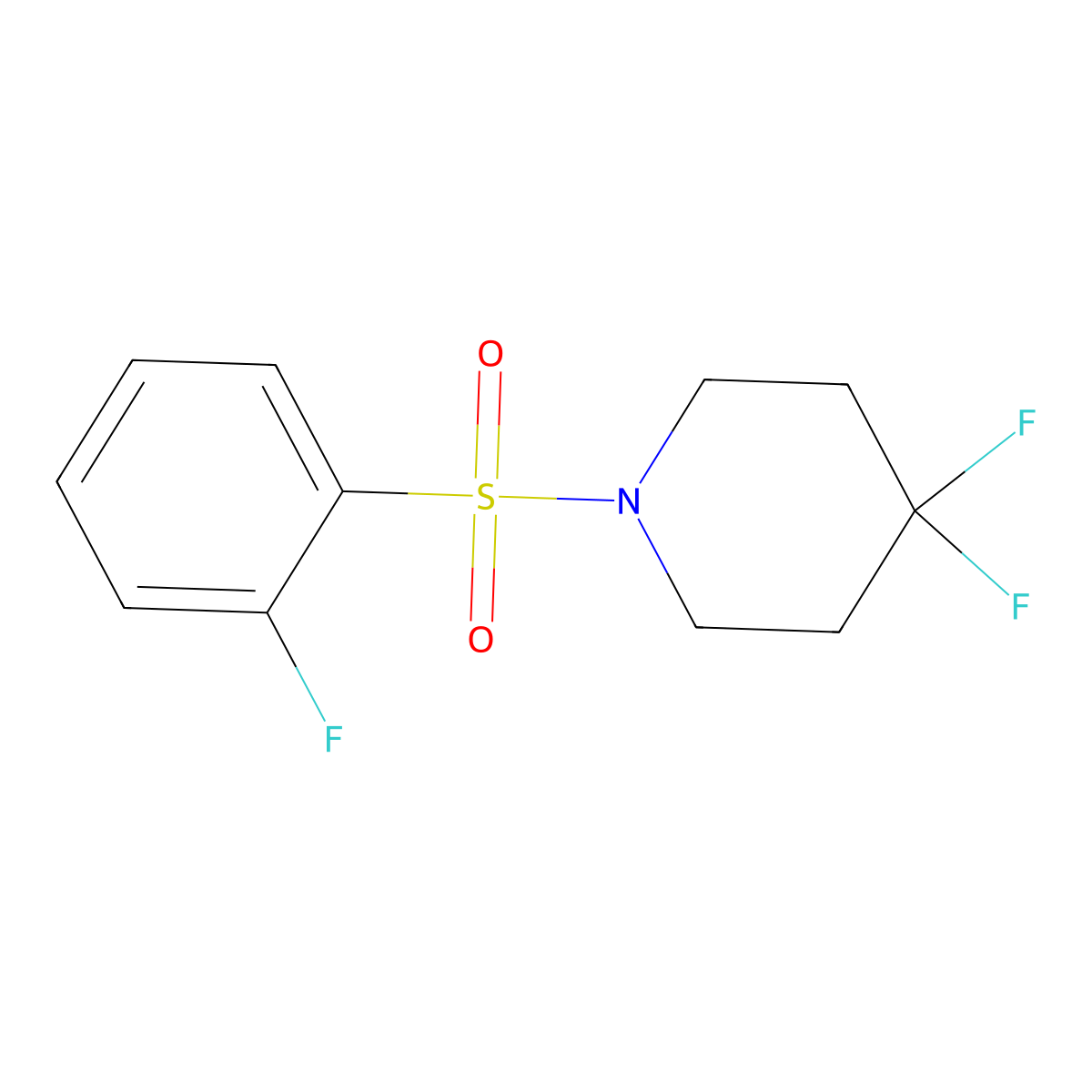4,4-Difluoro-1-(2-fluorobenzenesulfonyl)piperidine molecular structure, CAS 2324675-62-7