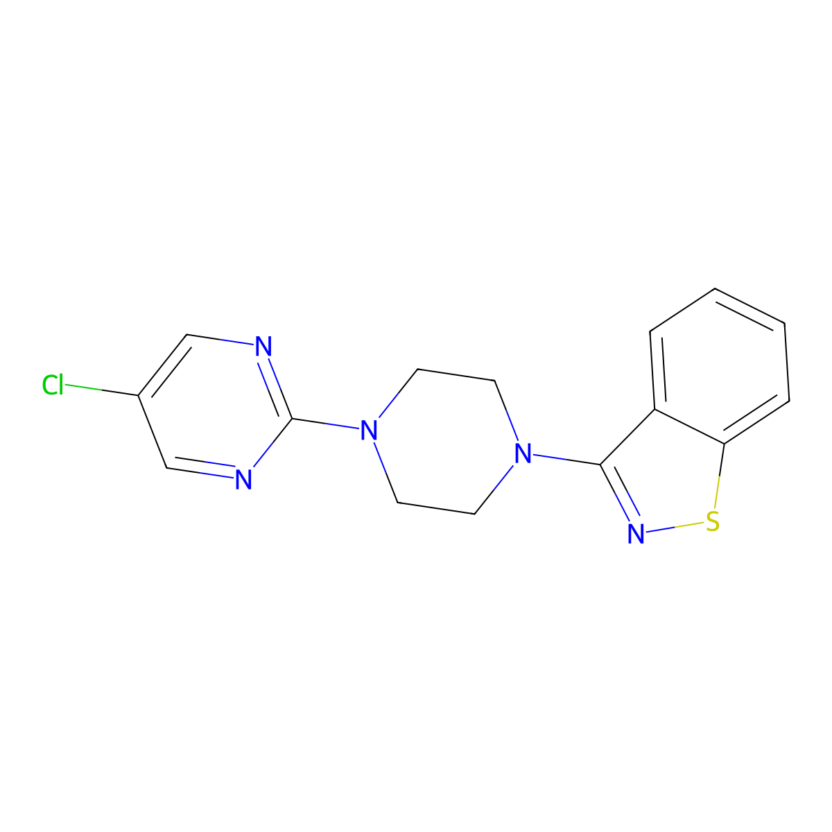 3-[4-(5-Chloropyrimidin-2-yl)piperazin-1-yl]-1,2-benzothiazole molecular structure, CAS 2324677-24-7