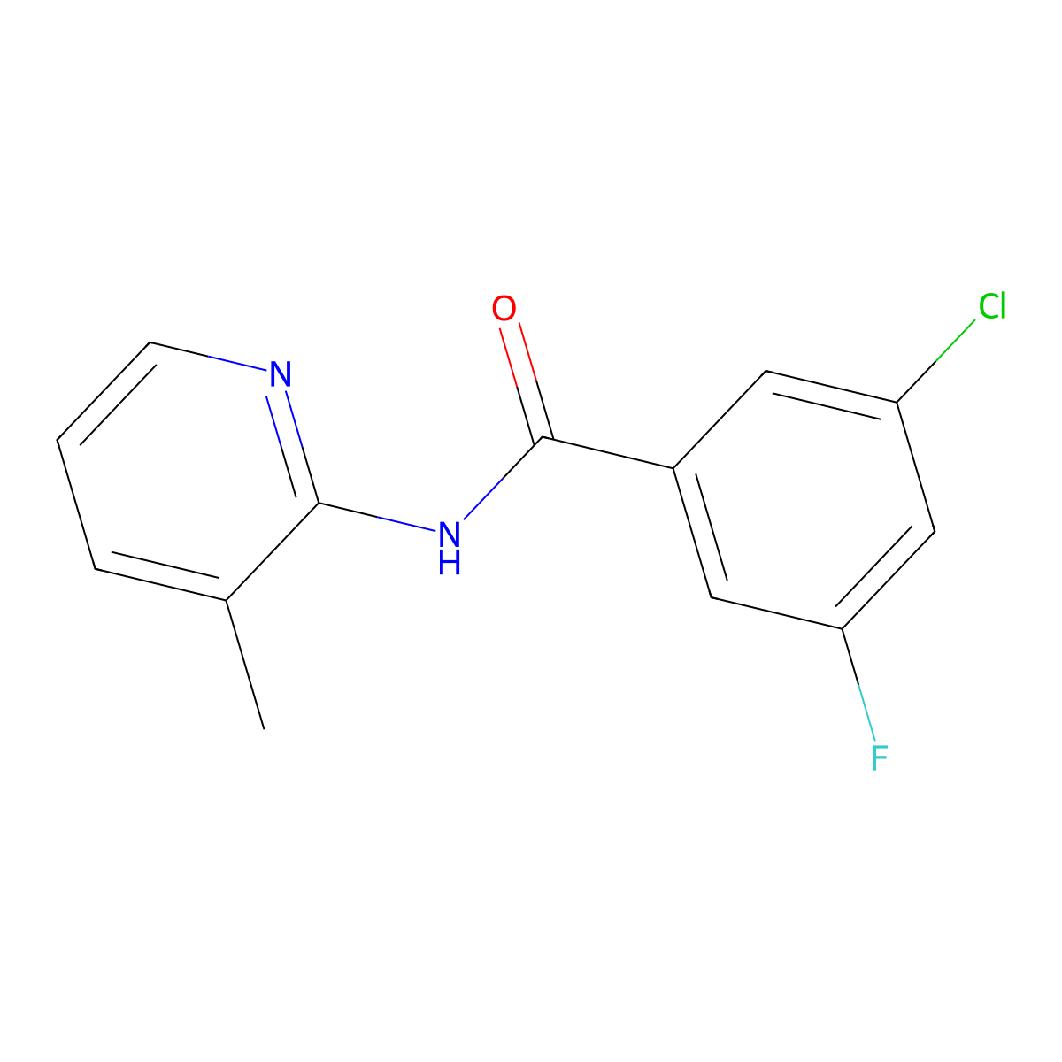 3-chloro-5-fluoro-N-(3-methylpyridin-2-yl)benzamide molecular structure, CAS 2324680-40-0