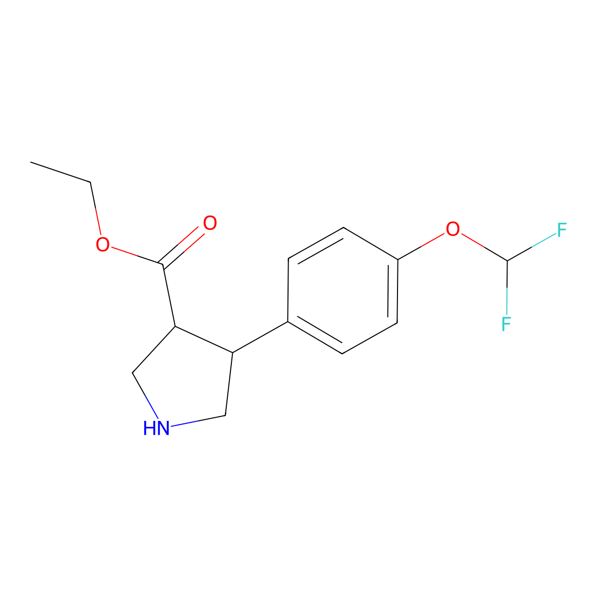 Trans-ethyl 4-(4-(difluoromethoxy)phenyl)pyrrolidine-3-carboxylate hydrochloride molecular structure, CAS 2324690-08-4