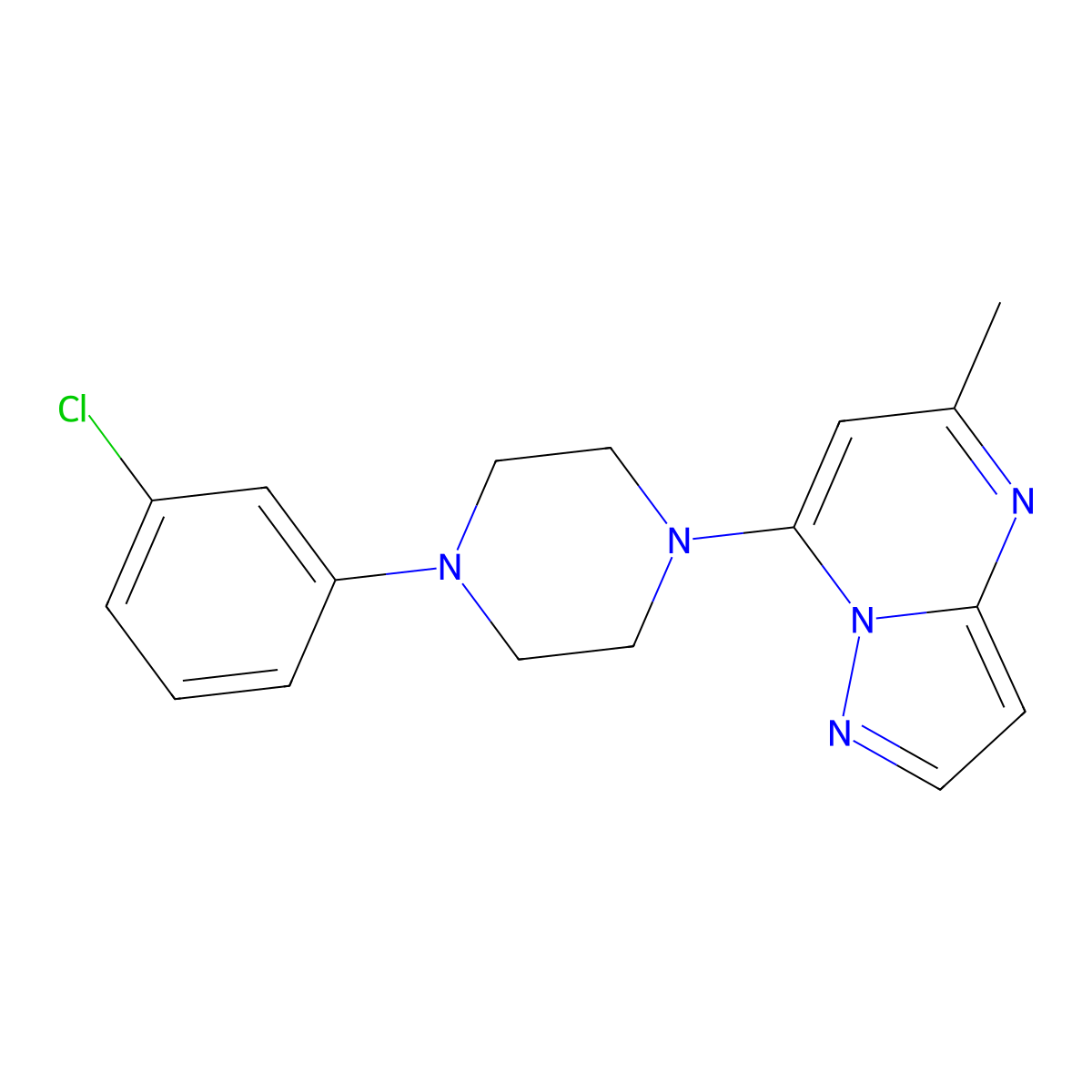 1-(3-Chlorophenyl)-4-{5-methylpyrazolo[1,5-a]pyrimidin-7-yl}piperazine molecular structure, CAS 2324693-25-4