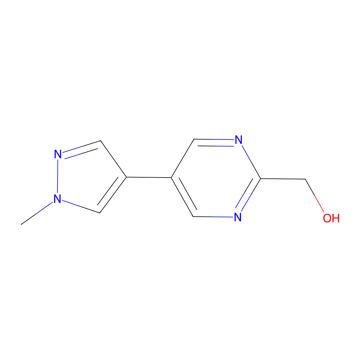 [5-(1-methyl-1H-pyrazol-4-yl)pyrimidin-2-yl]methanol molecular structure, CAS 2324698-02-2
