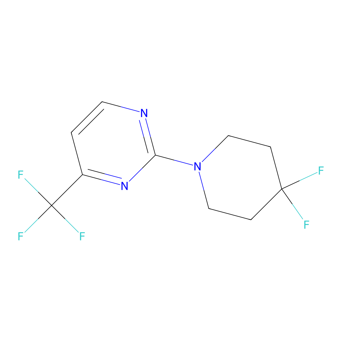 2-(4,4-Difluoropiperidin-1-yl)-4-(trifluoromethyl)pyrimidine molecular structure, CAS 2324856-89-3