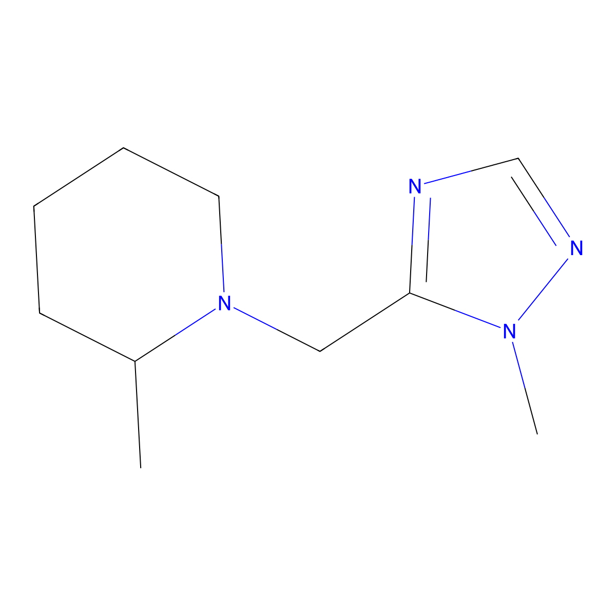 2-methyl-1-[(1-methyl-1H-1,2,4-triazol-5-yl)methyl]piperidine molecular structure, CAS 2324857-71-6