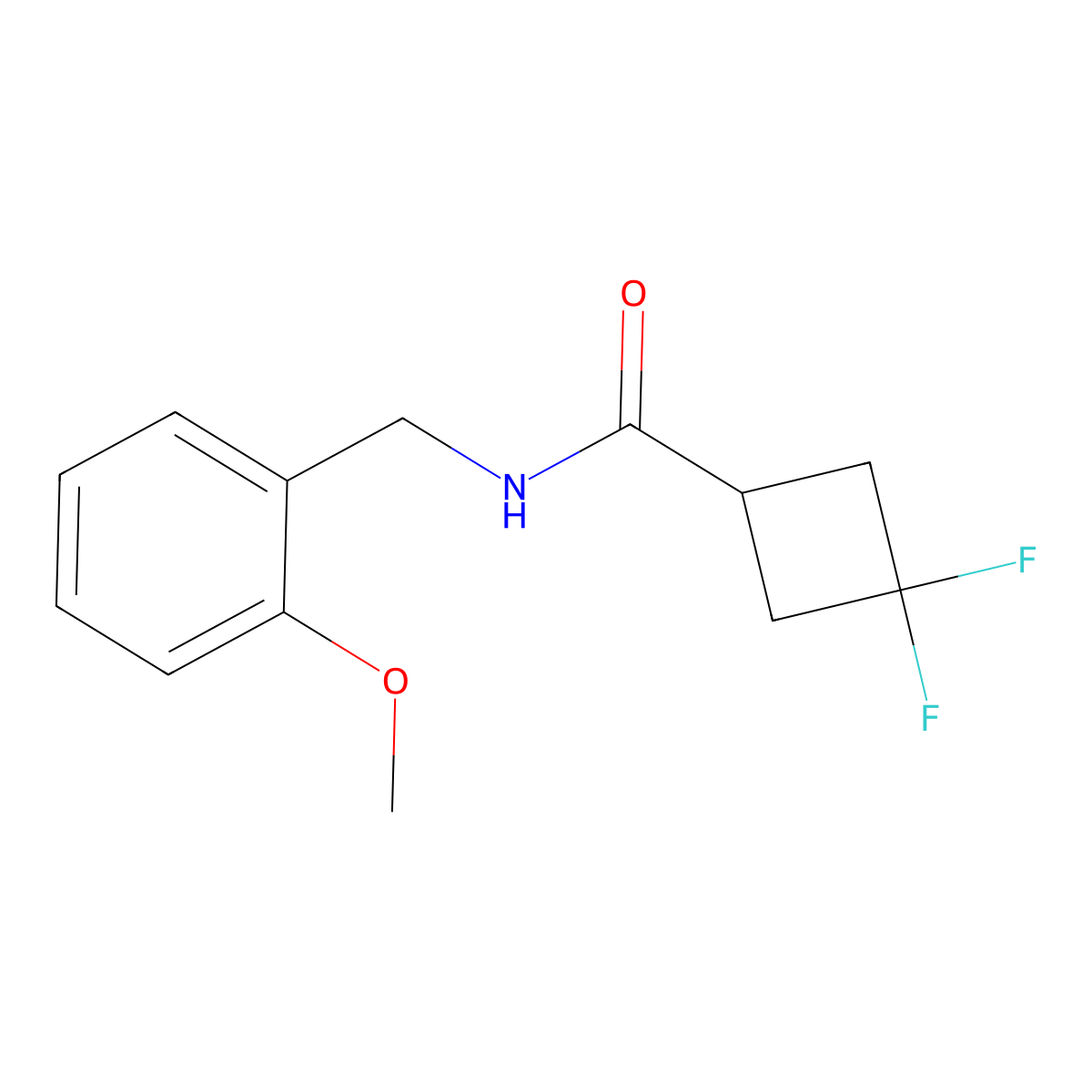 3,3-Difluoro-N-[(2-methoxyphenyl)methyl]cyclobutane-1-carboxamide molecular structure, CAS 2324879-61-8