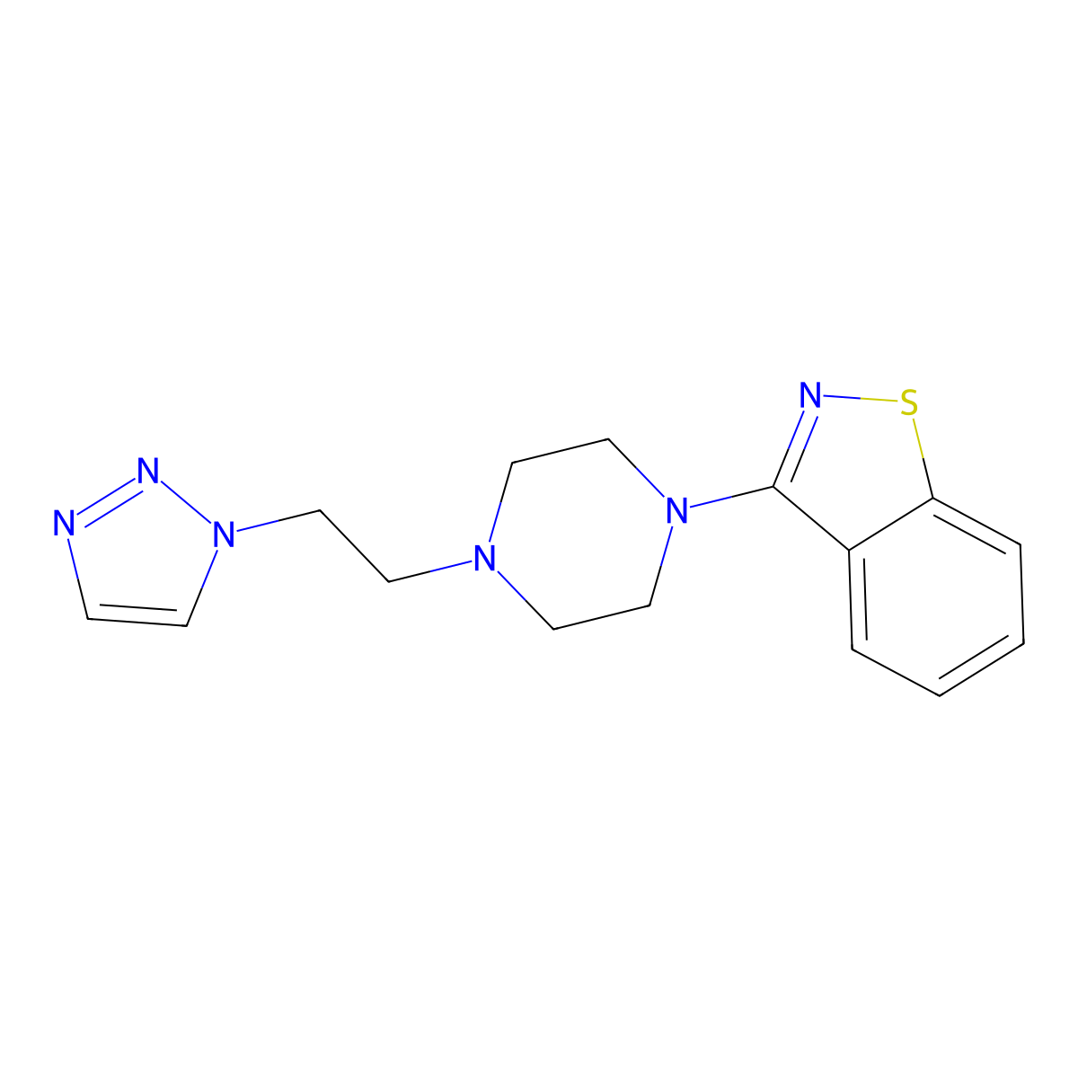3-{4-[2-(1H-1,2,3-triazol-1-yl)ethyl]piperazin-1-yl}-1,2-benzothiazole molecular structure, CAS 2324879-73-2