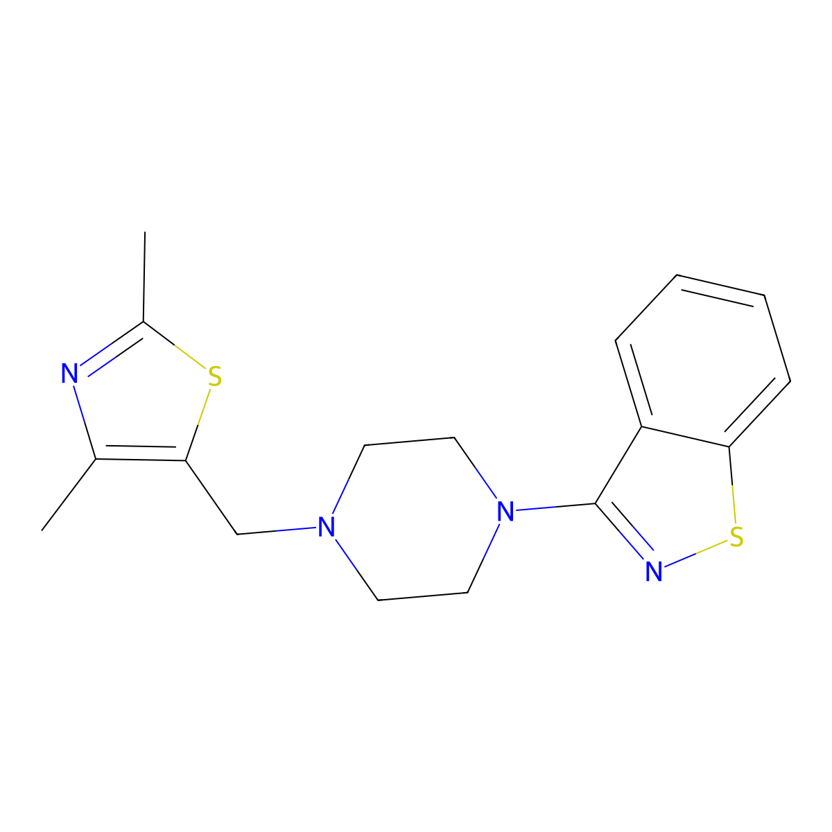 3-{4-[(2,4-Dimethyl-1,3-thiazol-5-yl)methyl]piperazin-1-yl}-1,2-benzothiazole molecular structure, CAS 2324884-36-6