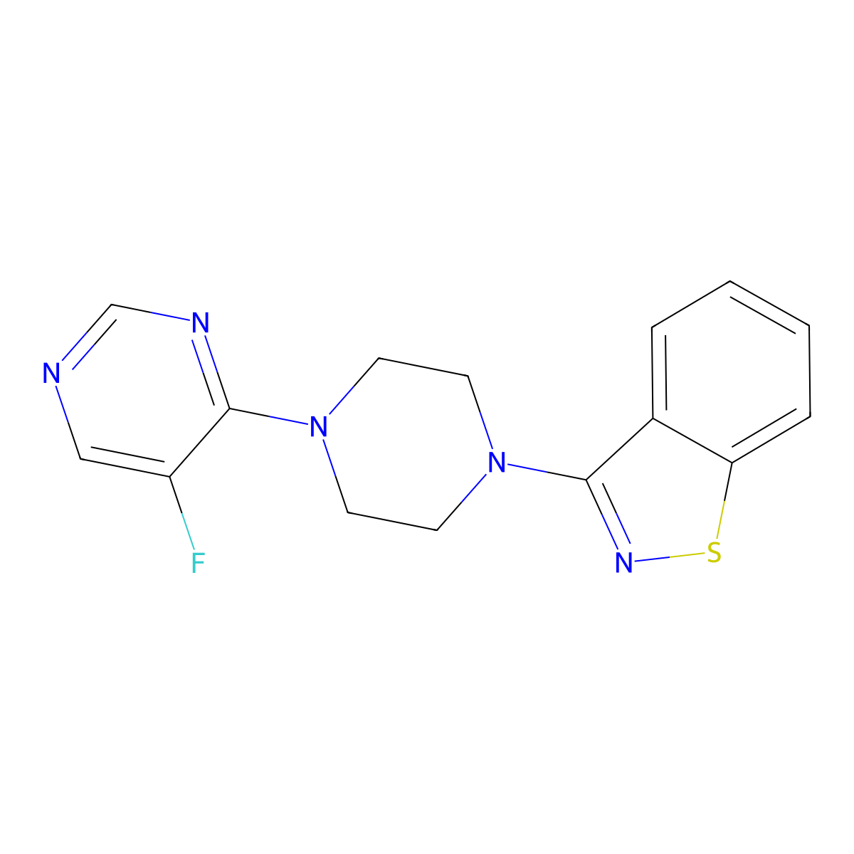 3-[4-(5-Fluoropyrimidin-4-yl)piperazin-1-yl]-1,2-benzothiazole molecular structure, CAS 2324891-95-2