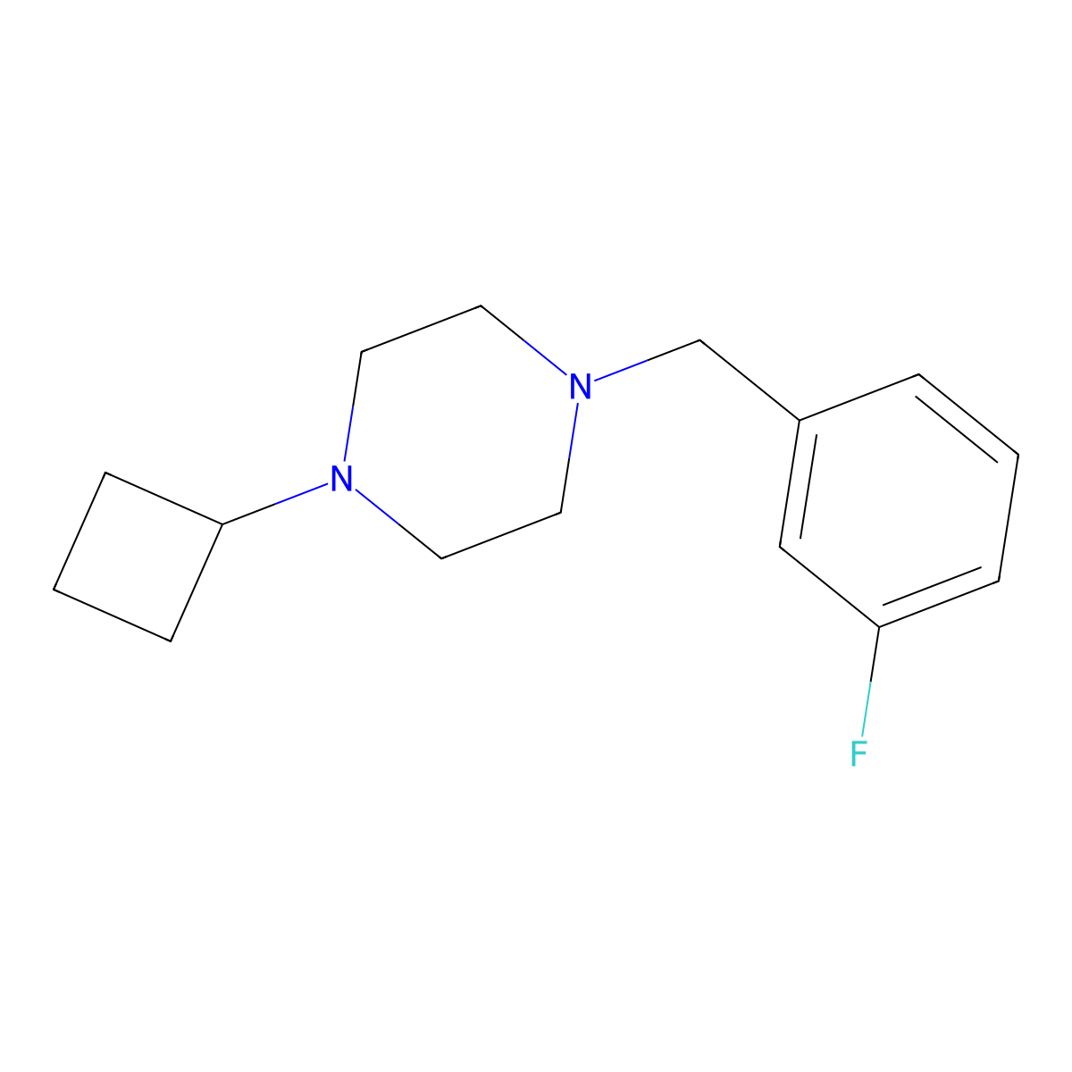 1-Cyclobutyl-4-[(3-fluorophenyl)methyl]piperazine molecular structure, CAS 2324893-55-0