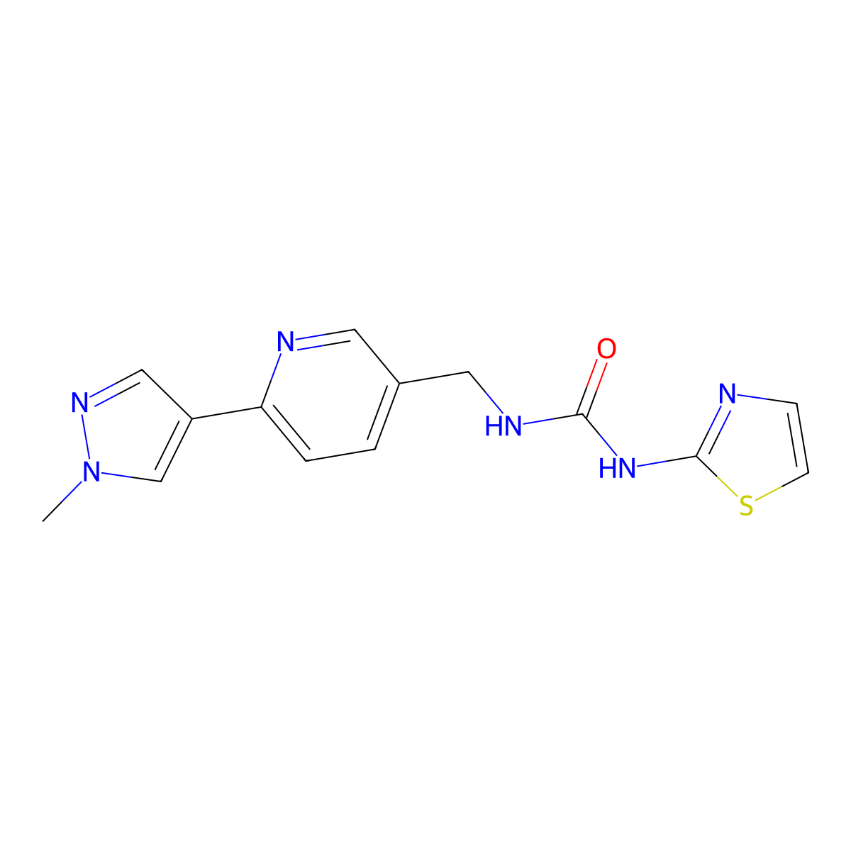 1-{[6-(1-methyl-1H-pyrazol-4-yl)pyridin-3-yl]methyl}-3-(1,3-thiazol-2-yl)urea molecular structure, CAS 2324933-34-6