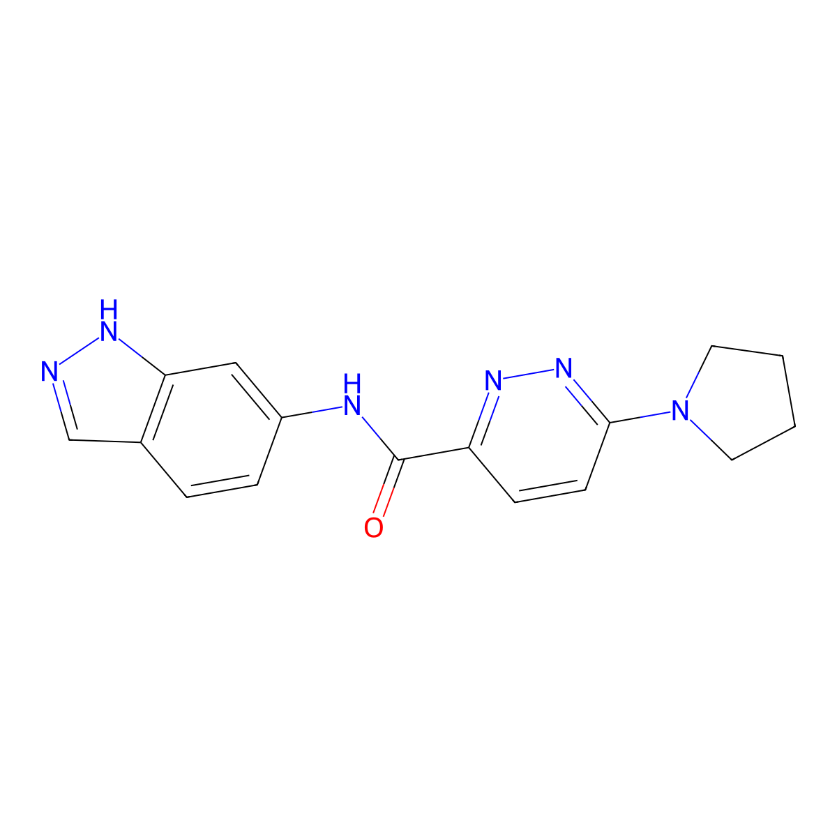 N-(1H-indazol-6-yl)-6-(pyrrolidin-1-yl)pyridazine-3-carboxamide molecular structure, CAS 2324933-51-7