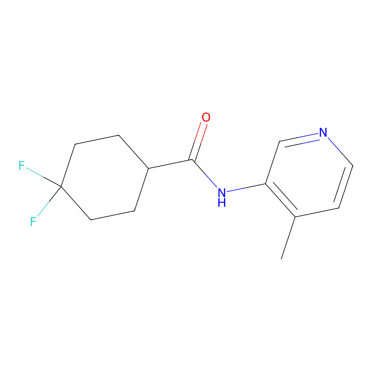 4,4-difluoro-N-(4-methylpyridin-3-yl)cyclohexane-1-carboxamide molecular structure, CAS 2324936-23-2