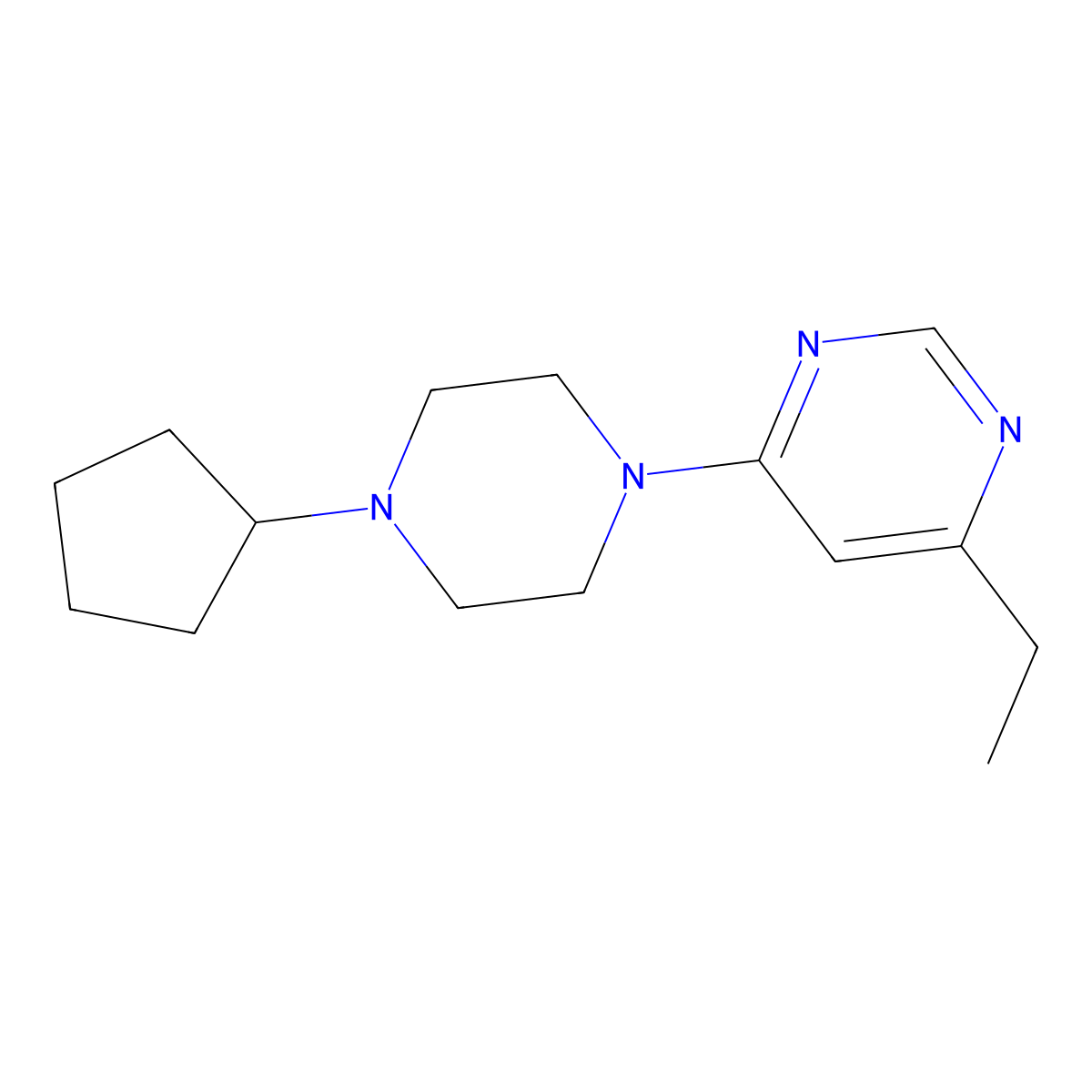 4-(4-Cyclopentylpiperazin-1-yl)-6-ethylpyrimidine molecular structure, CAS 2324936-61-8