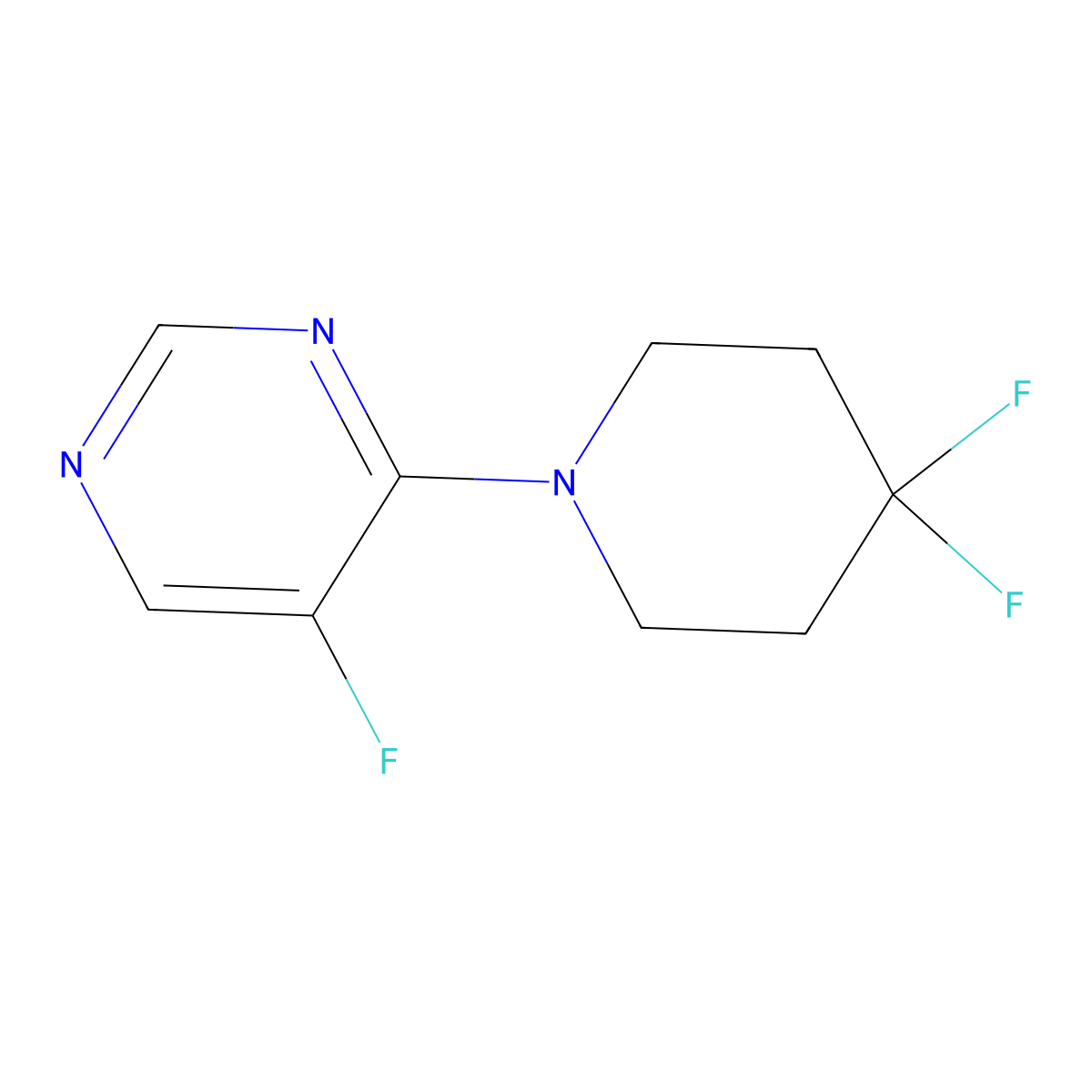 4-(4,4-Difluoropiperidin-1-yl)-5-fluoropyrimidine molecular structure, CAS 2324943-32-8