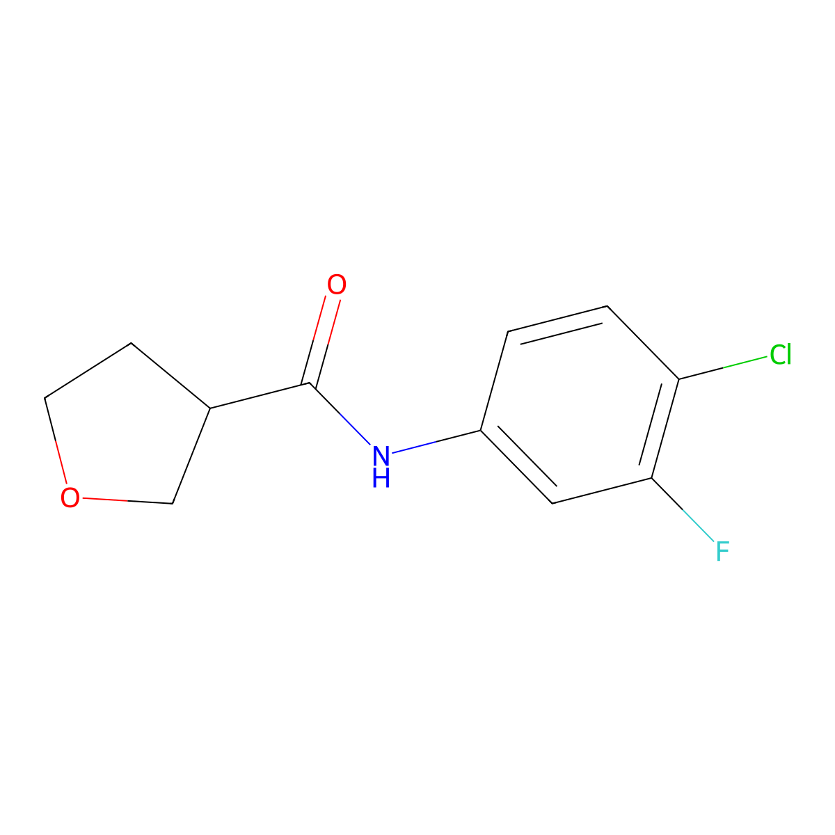 N-(4-chloro-3-fluorophenyl)oxolane-3-carboxamide molecular structure, CAS 2324945-47-1