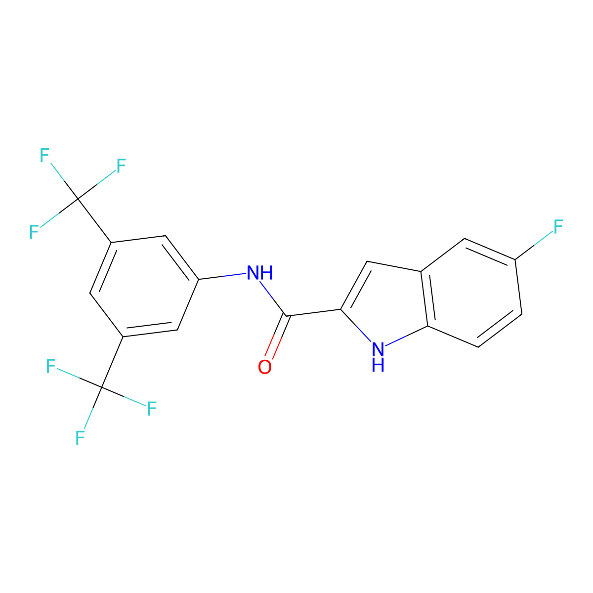 N-[3,5-bis(trifluoromethyl)phenyl]-5-fluoro-1H-indole-2-carboxamide molecular structure, CAS 2324948-66-3