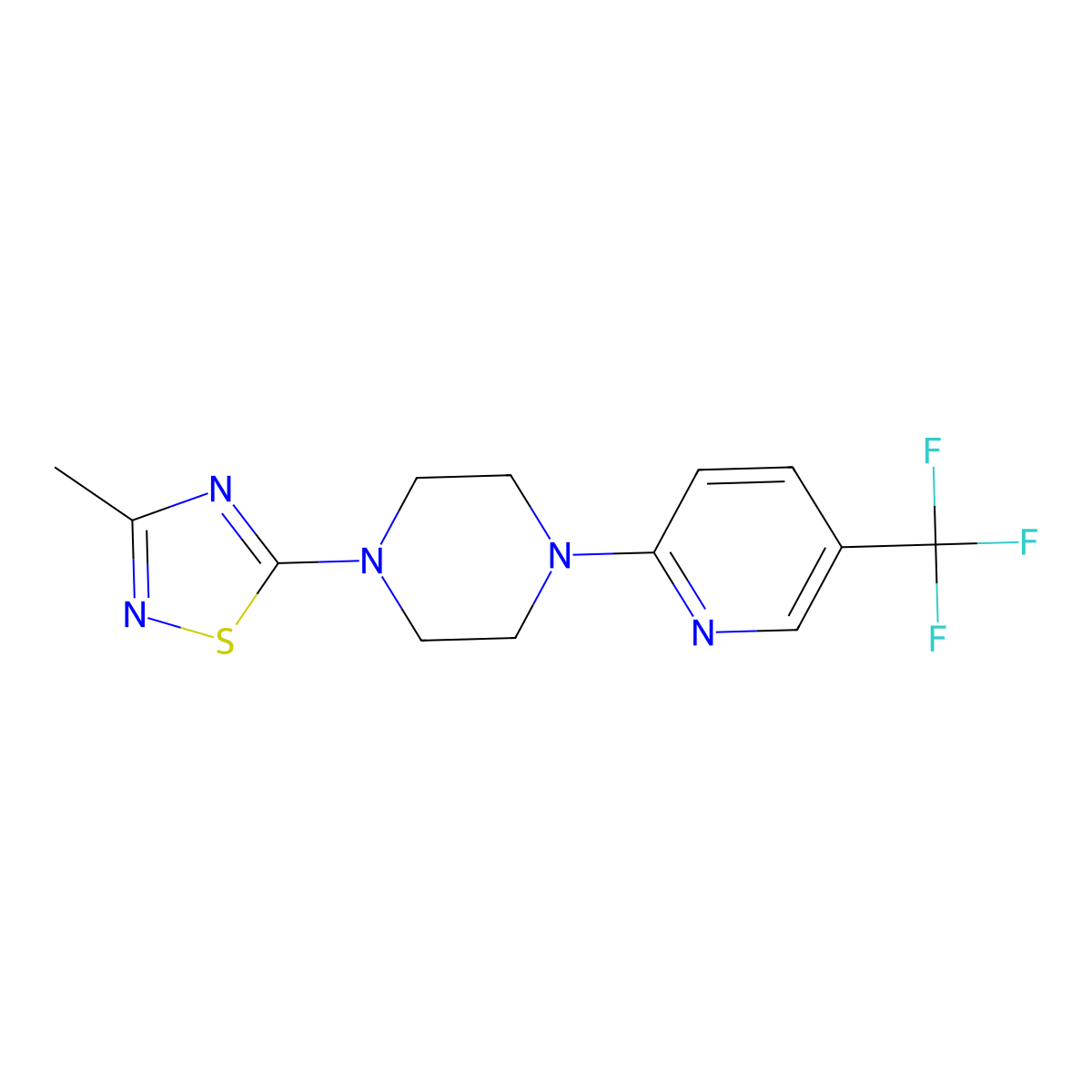 1-(3-Methyl-1,2,4-thiadiazol-5-yl)-4-[5-(trifluoromethyl)pyridin-2-yl]piperazine molecular structure, CAS 2324955-10-2