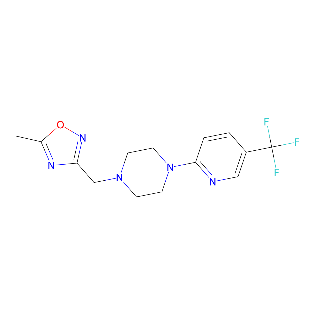 1-[(5-Methyl-1,2,4-oxadiazol-3-yl)methyl]-4-[5-(trifluoromethyl)pyridin-2-yl]piperazine molecular structure, CAS 2324955-19-1