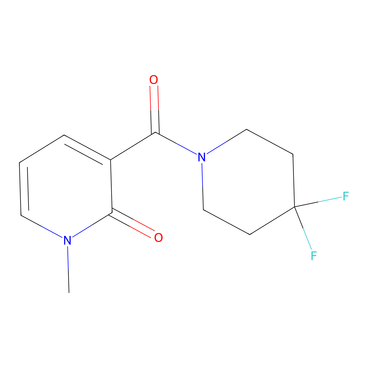 3-(4,4-difluoropiperidine-1-carbonyl)-1-methylpyridin-2(1H)-one molecular structure, CAS 2324955-58-8