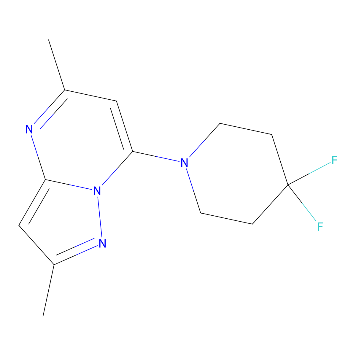 1-{2,5-Dimethylpyrazolo[1,5-a]pyrimidin-7-yl}-4,4-difluoropiperidine molecular structure, CAS 2324958-92-9