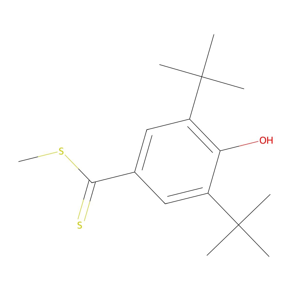 2,6-Di-tert-butyl-4-methylsulfanylcarbothioylphenol molecular structure, CAS 2325-07-7
