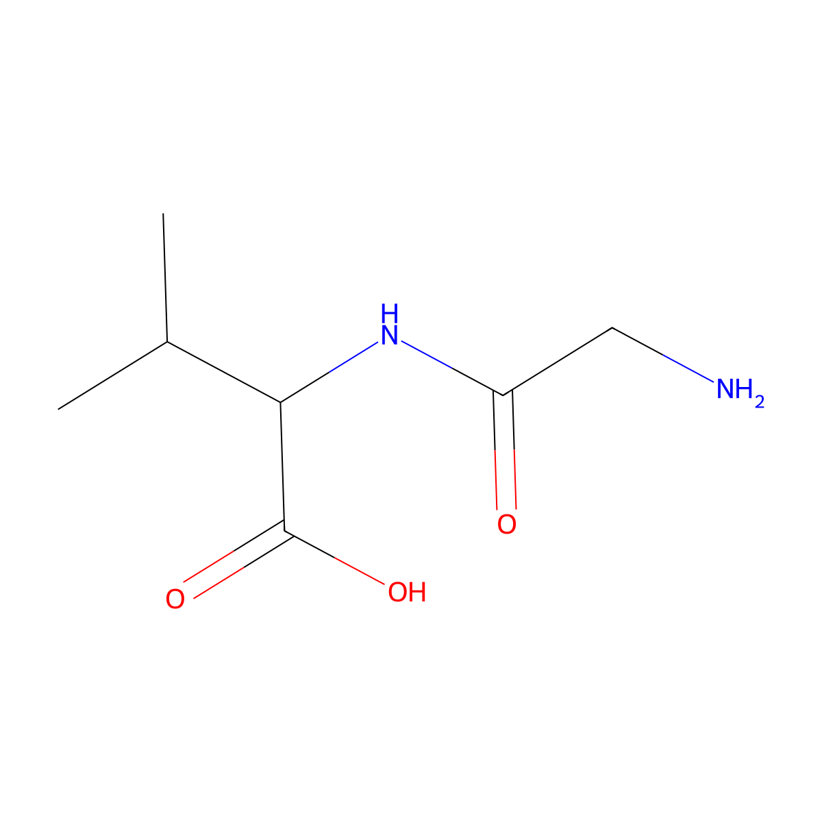 Glycylvaline molecular structure, CAS 2325-17-9
