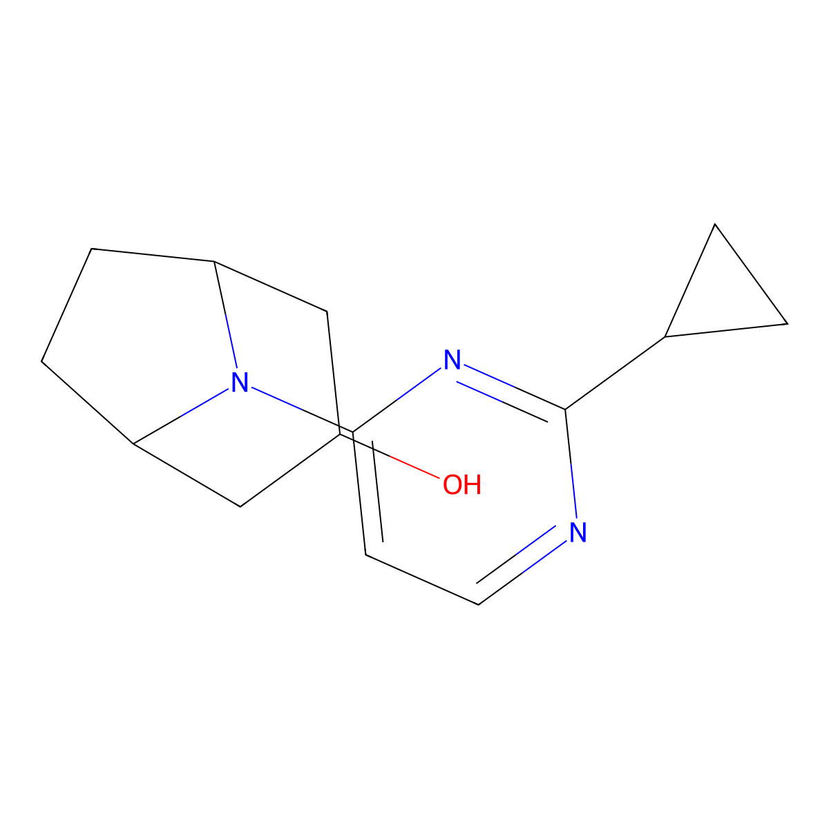 8-(2-Cyclopropylpyrimidin-4-yl)-8-azabicyclo[3.2.1]octan-3-ol molecular structure, CAS 2325043-61-4