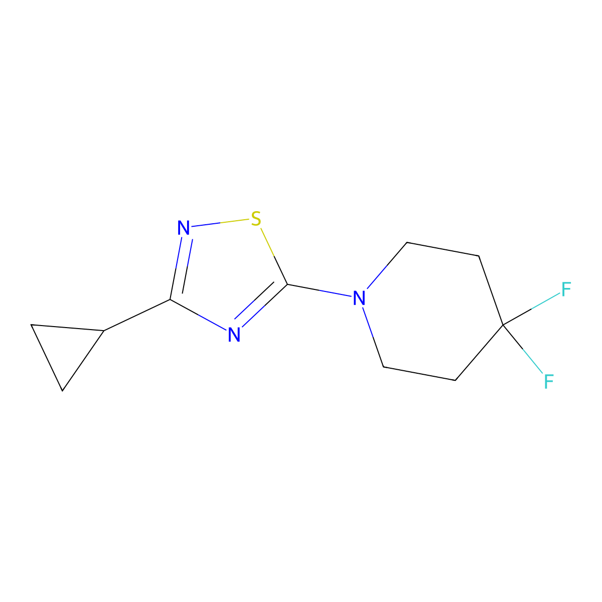 1-(3-Cyclopropyl-1,2,4-thiadiazol-5-yl)-4,4-difluoropiperidine molecular structure, CAS 2325044-46-8