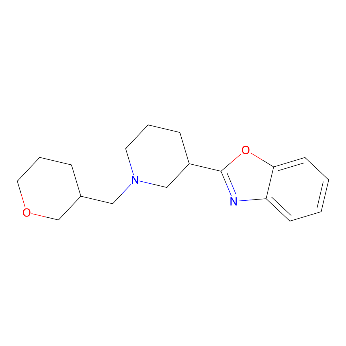 2-{1-[(Oxan-3-yl)methyl]piperidin-3-yl}-1,3-benzoxazole molecular structure, CAS 2325046-11-3