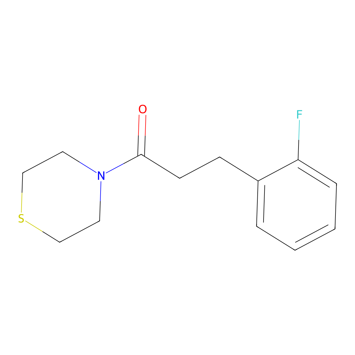 3-(2-Fluorophenyl)-1-(thiomorpholin-4-yl)propan-1-one molecular structure, CAS 2325046-49-7