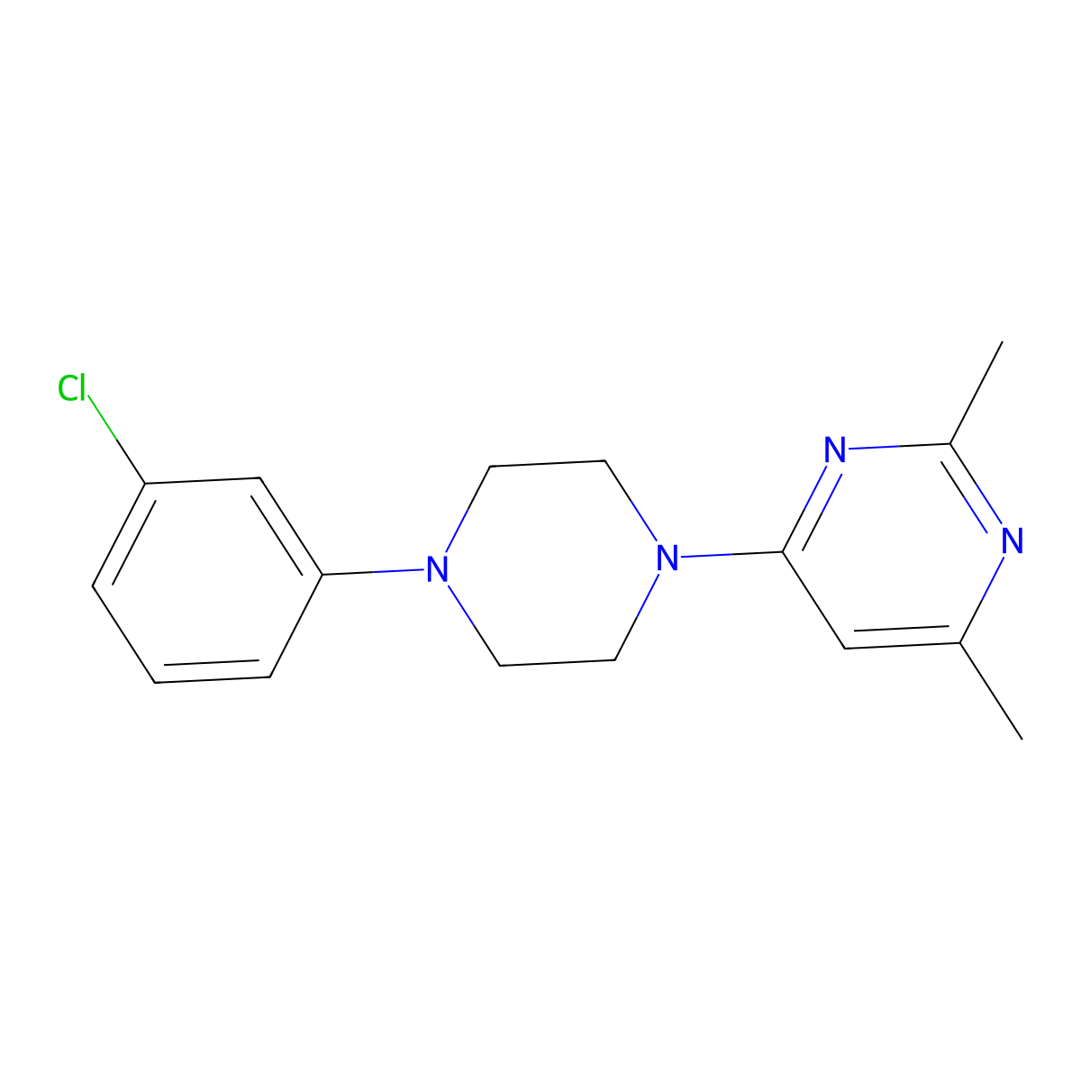 4-[4-(3-Chlorophenyl)piperazin-1-yl]-2,6-dimethylpyrimidine molecular structure, CAS 2325048-15-3