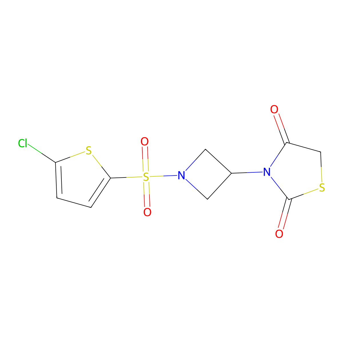 3-{1-[(5-Chlorothiophen-2-yl)sulfonyl]azetidin-3-yl}-1,3-thiazolidine-2,4-dione molecular structure, CAS 2325052-70-6