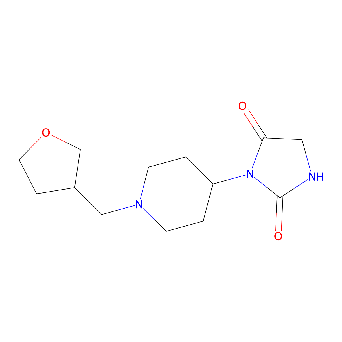 3-{1-[(Oxolan-3-yl)methyl]piperidin-4-yl}imidazolidine-2,4-dione molecular structure, CAS 2325080-78-0