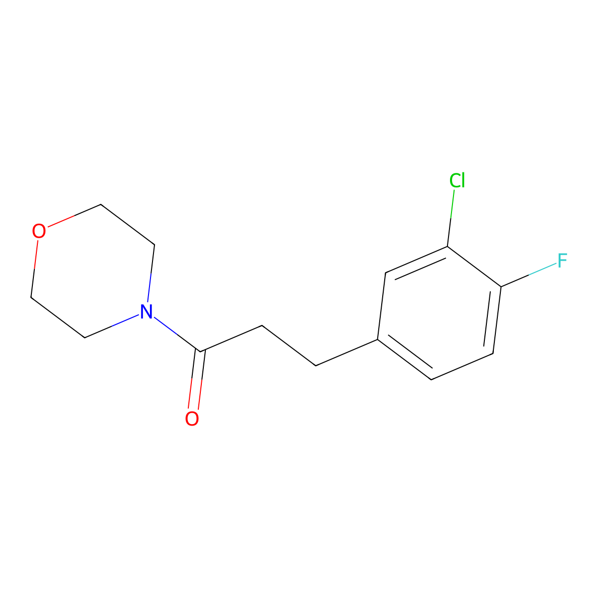 3-(3-Chloro-4-fluorophenyl)-1-(morpholin-4-yl)propan-1-one molecular structure, CAS 2325082-65-1