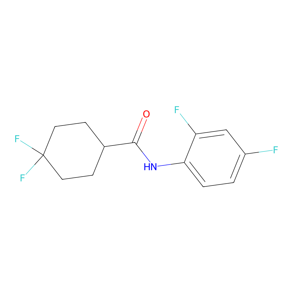 N-(2,4-difluorophenyl)-4,4-difluorocyclohexane-1-carboxamide molecular structure, CAS 2325083-28-9
