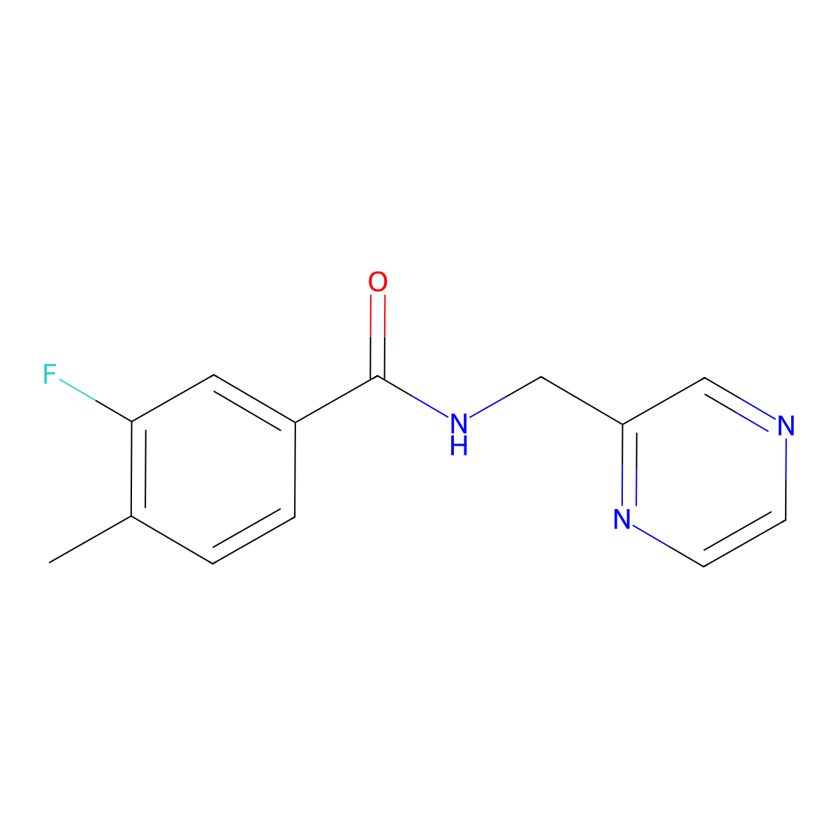 3-fluoro-4-methyl-N-[(pyrazin-2-yl)methyl]benzamide molecular structure, CAS 2325085-26-3