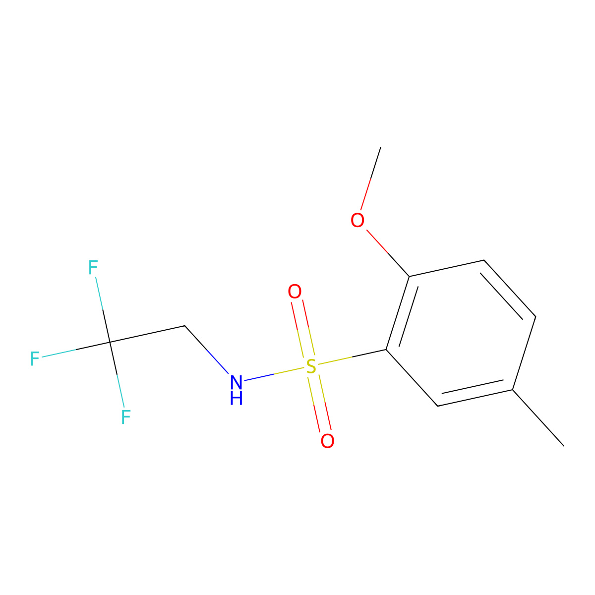 2-methoxy-5-methyl-N-(2,2,2-trifluoroethyl)benzene-1-sulfonamide molecular structure, CAS 2325085-40-1