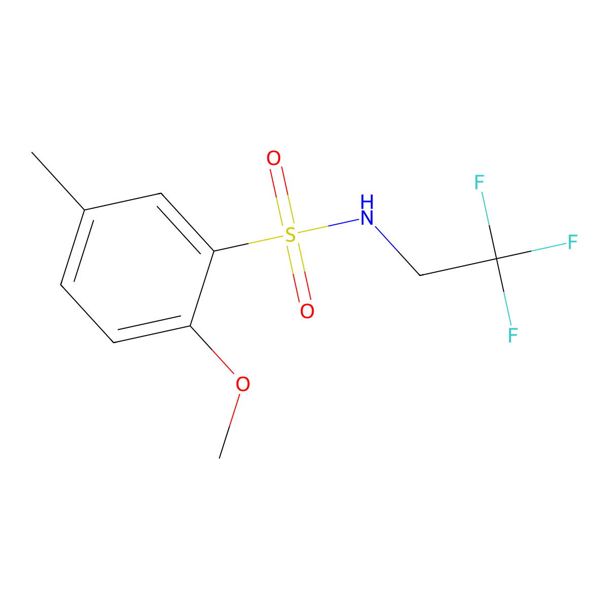 2-methoxy-5-methyl-N-(2,2,2-trifluoroethyl)benzene-1-sulfonamide molecular structure, CAS 2325085-40-1