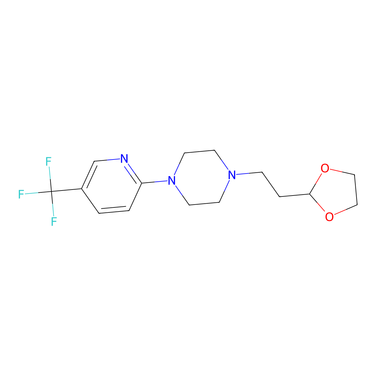 1-[2-(1,3-Dioxolan-2-yl)ethyl]-4-[5-(trifluoromethyl)pyridin-2-yl]piperazine molecular structure, CAS 2325092-49-5