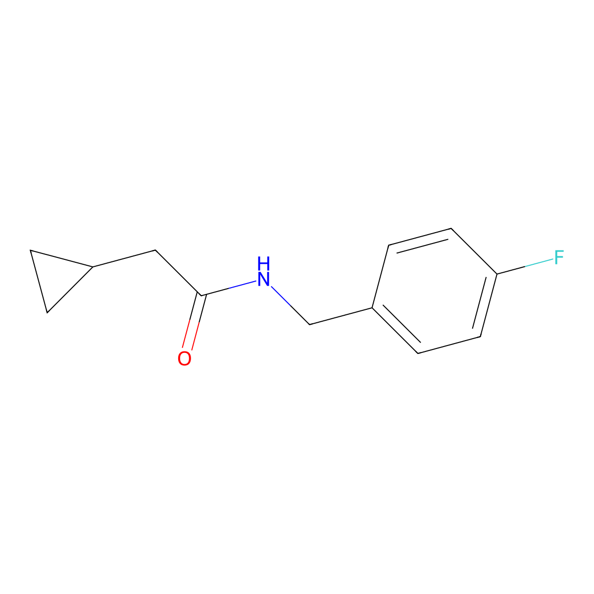 2-cyclopropyl-N-[(4-fluorophenyl)methyl]acetamide molecular structure, CAS 2325119-35-3