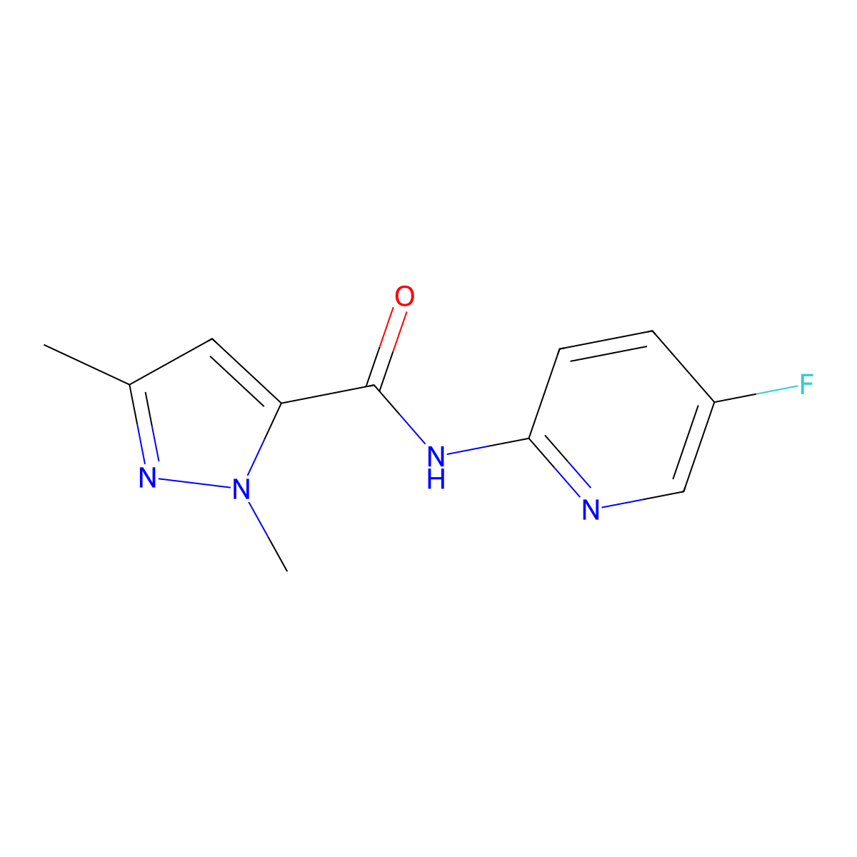 N-(5-fluoropyridin-2-yl)-1,3-dimethyl-1H-pyrazole-5-carboxamide molecular structure, CAS 2325120-08-7