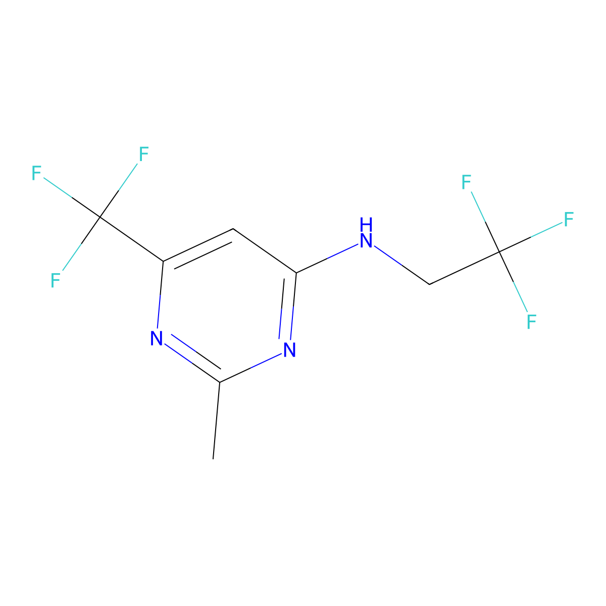2-methyl-N-(2,2,2-trifluoroethyl)-6-(trifluoromethyl)pyrimidin-4-amine molecular structure, CAS 2325155-04-0