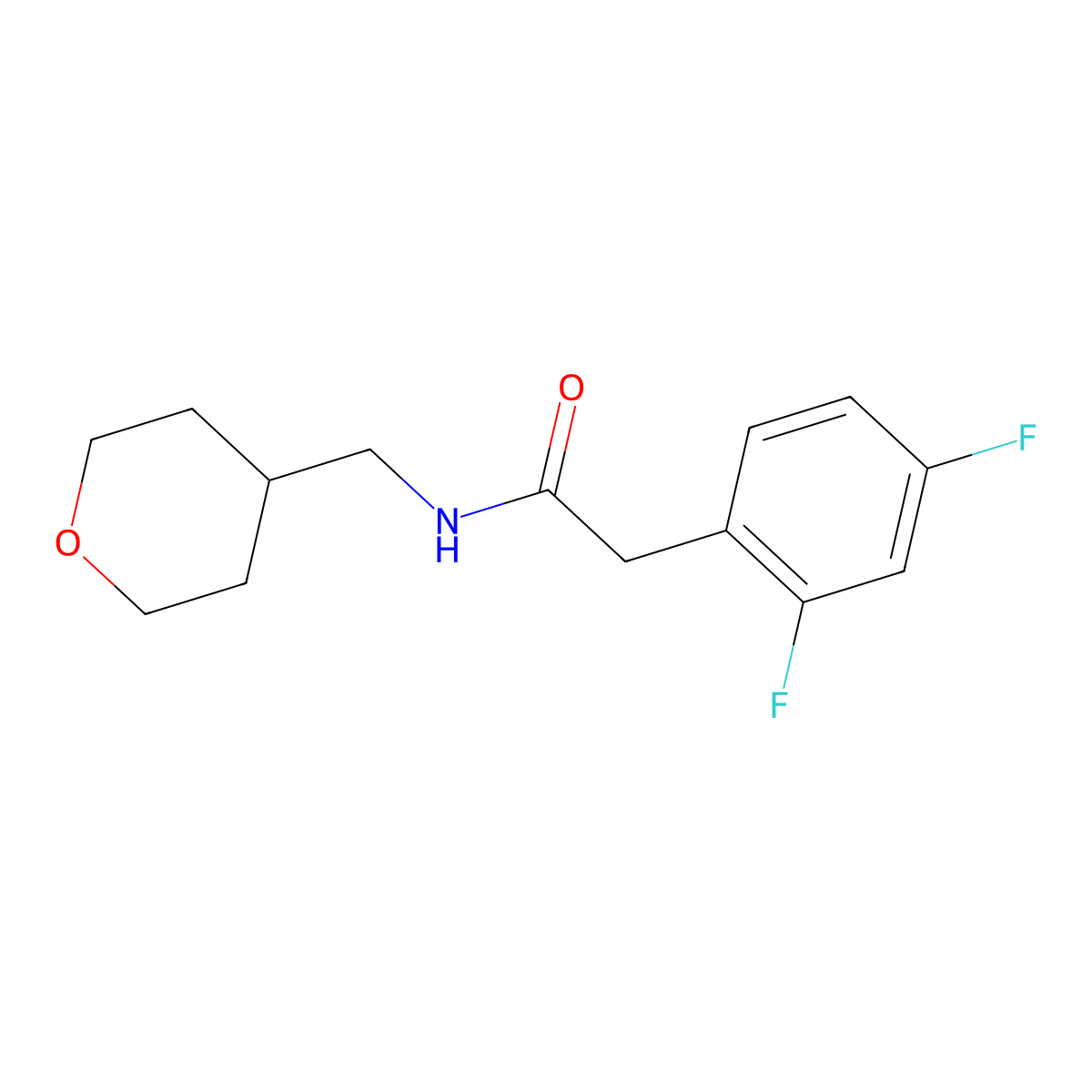 2-(2,4-difluorophenyl)-N-[(oxan-4-yl)methyl]acetamide molecular structure, CAS 2325155-39-1