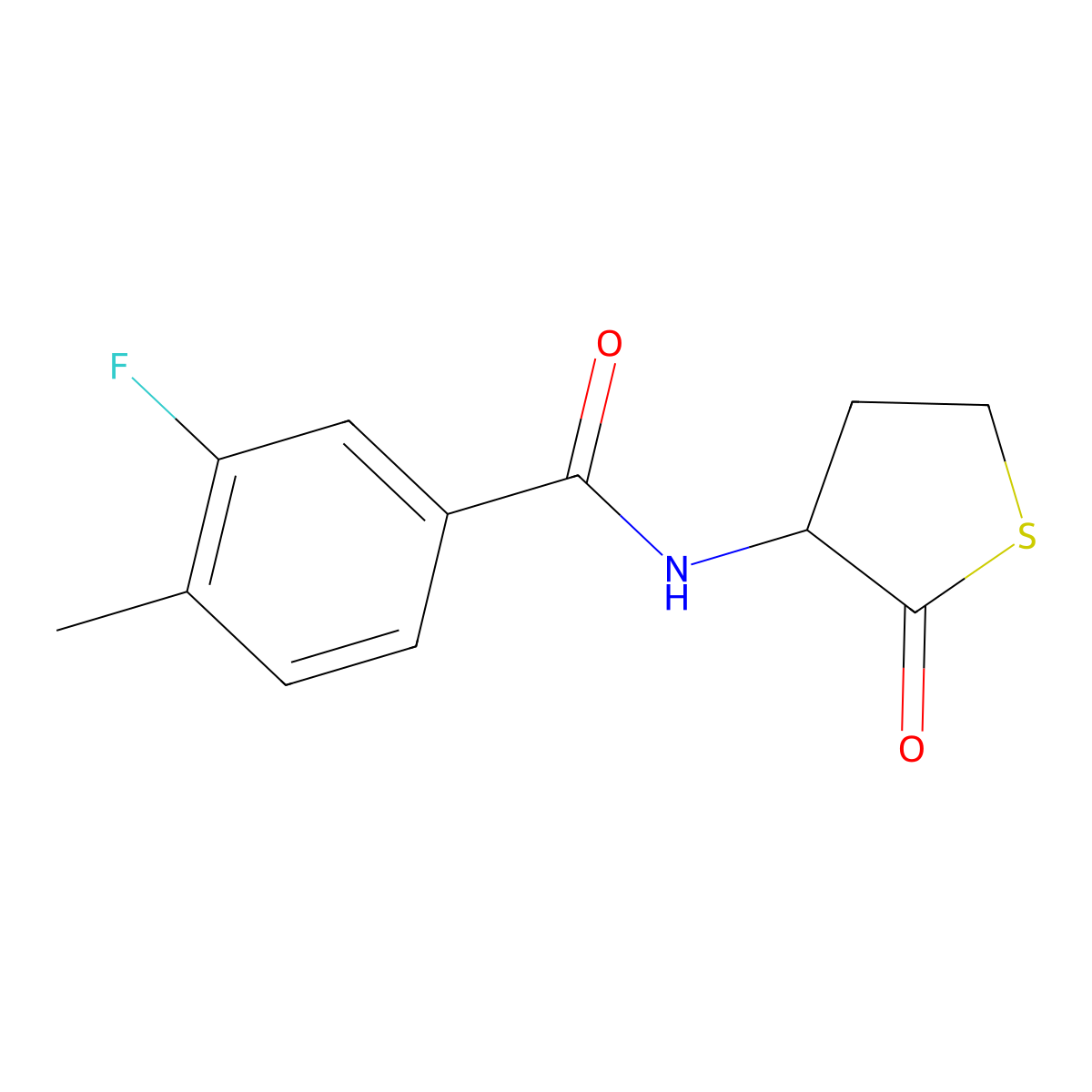 3-fluoro-4-methyl-N-(2-oxothiolan-3-yl)benzamide molecular structure, CAS 2325155-86-8