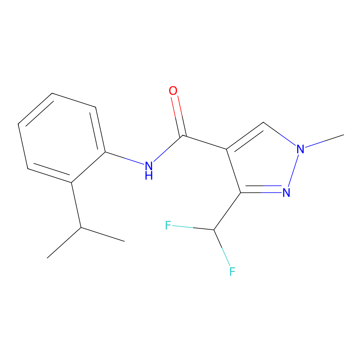 3-(difluoromethyl)-1-methyl-N-[2-(propan-2-yl)phenyl]-1H-pyrazole-4-carboxamide molecular structure, CAS 2325158-55-0